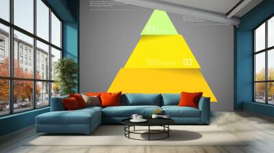 Dark illustration inforgraphic with triangle divided to three parts Wall mural