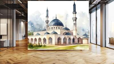 a picture of mosque architecture in watercolor style Wall mural