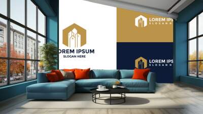 building logo with gold color Wall mural