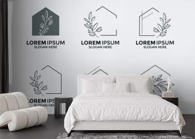 collection of home decor and flower logos Wall mural