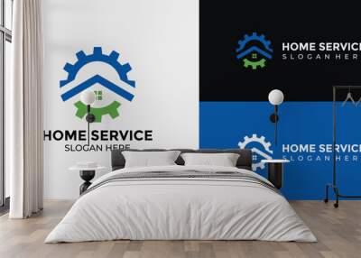 home services logo in green and blue Wall mural