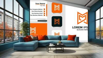 letter M logo and branding card Wall mural