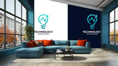 light bulb and technology logo Wall mural