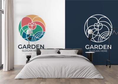 minimalist colorful garden logo set Wall mural