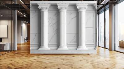 A set of Greek-style white marble columns on the right side of an empty wall
 Wall mural