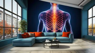 An X-ray image of the human body, with a glowing spine and hip bones  Wall mural