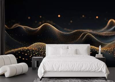 Digital backdround ideal for technological operations, neural networks, AI, data transmission and encryption, digital archives, audio and visual representations, scientific research Wall mural