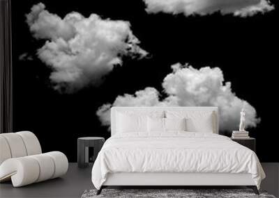 Cloud isolated in black background Wall mural