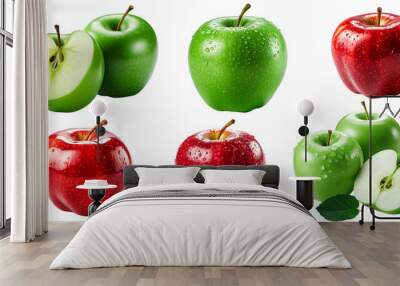 Set apple isolated on transparent background Wall mural