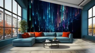 colorful glowing optical fiber geometric abstract lines poster background Wall mural