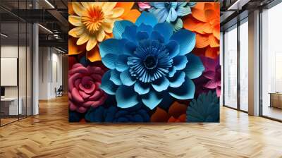 Digital 3d psychedelic flowers and plants abstract background Wall mural