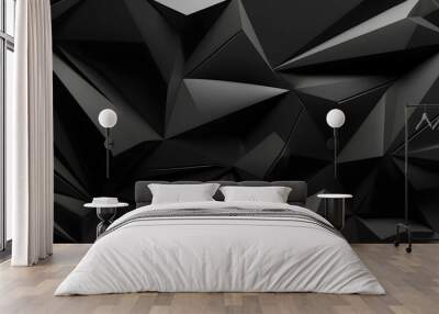 Digital black modern 3d geometry abstract graphic poster web page PPT background Wall mural