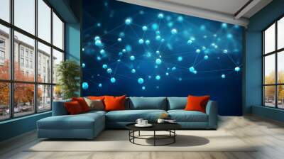 Digital blue network dotted line connection graphics poster background Wall mural