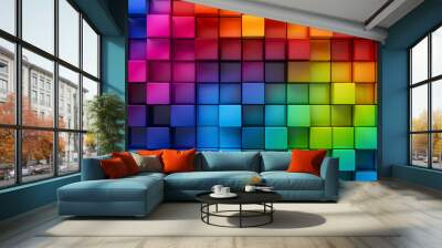 Digital color mosaic square abstract graphic poster web page PPT background Wall mural