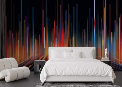 Digital colorful bright lines abstract graphic poster web page PPT background Wall mural