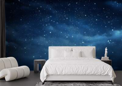 Digital dark blue sky nebula abstract graphic poster background Wall mural