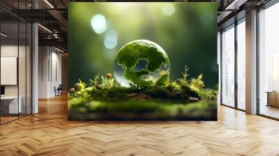 Digital environmental protection forest green planet graphics poster background Wall mural