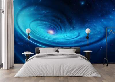 Digital galaxy in blue with stars and spirals in space graphic poster web page PPT background Wall mural