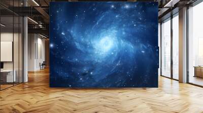 Digital galaxy in blue with stars and spirals in space graphic poster web page PPT background Wall mural