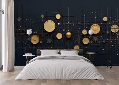 Digital golden delicate wall sculpture decoration poster background Wall mural