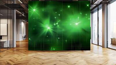 Digital green star glitter geometric abstract graphics poster web page PPT background Wall mural