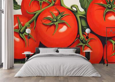 Digital modern tomato minimalist illustrator abstract graphic poster background Wall mural