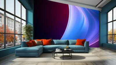 Digital purple blue glowing wavy curve abstract graphic poster background Wall mural