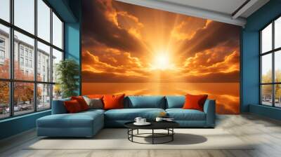 Digital sunshine sky light landscape abstract graphic poster web page PPT background Wall mural