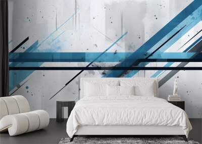 Digital technology blue and white stripes business wallpaper abstract poster background Wall mural