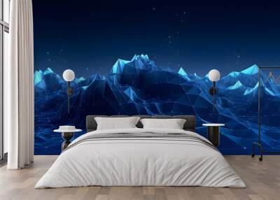 Digital technology minimalist blue mountains 3d abstract graphics poster web page PPT background Wall mural