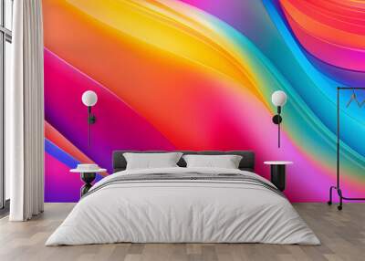 Digital technology rainbow color gradient curve abstract poster web page PPT background Wall mural