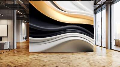 Digital technology white black ivory geometric curve abstract poster web page PPT background Wall mural