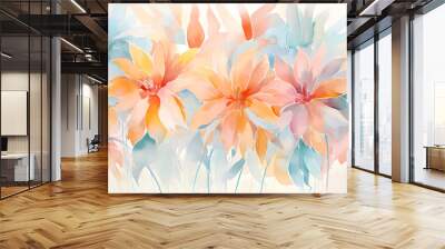 Digital watercolor blended floral print pattern flower abstract graphic poster background Wall mural