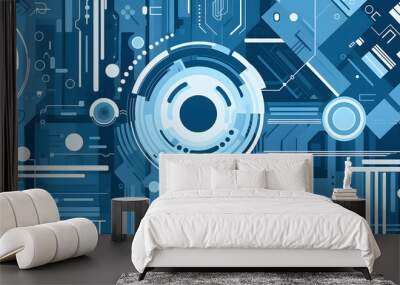 Technology blue computer machine pattern abstract graphic poster web page PPT background Wall mural