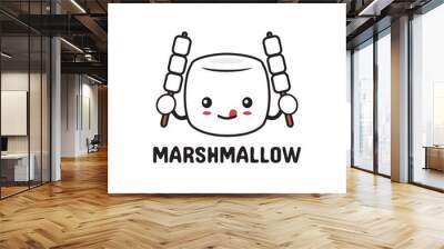 cute marshmallow food character Wall mural