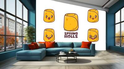 spring rolls cartoon. food vector illustration Wall mural