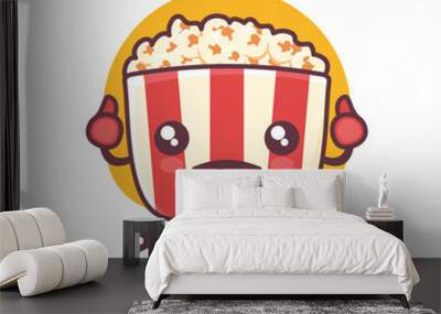 vector popcorn cartoon mascot, suitable for, logos, prints, stickers, etc Wall mural