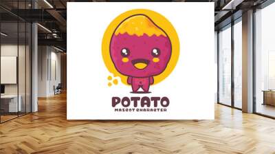 vector sweet potato cartoon mascot, suitable for, logos, prints, labels, stickers, etc Wall mural