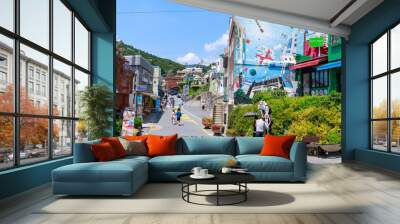 Gamcheon Culture Village scene located in Busan city of South Korea Wall mural