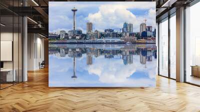 Seattle Skyline, cloudy day Wall mural