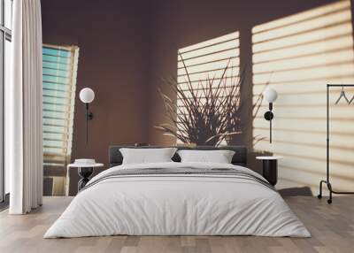 Sunlight coming through venetian blinds by the window Wall mural