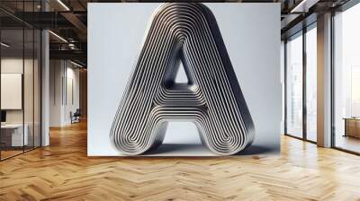 3d typography of the letter A, on a white background, chrome shiny texture Wall mural