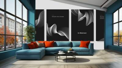 Set of Futuristic Cover Design Templates with Wavy Lines.  Wall mural