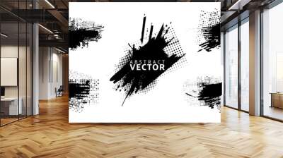 Set of Grunge Graphic Elements. Modern Abstract Background. Vector Monochrome Illustration. Wall mural