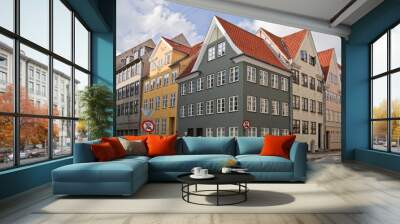 Colorful old apartment houses in Copenhagen, Denmark. Wall mural