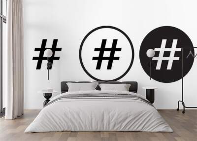 icon hashtag  black outline logo for web site design 
and mobile dark mode apps 
Vector illustration on a white background Wall mural