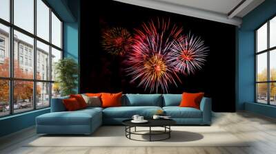 Fireworks light up the dark sky Wall mural