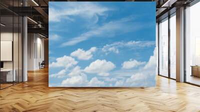 Panorama blue sky with clouds and sun reflection. looking up view Wall mural