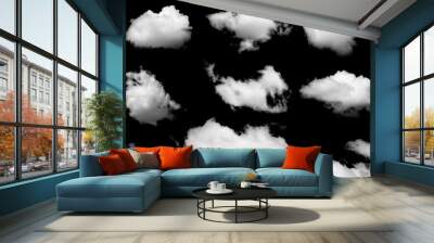 Set of isolated clouds on black background. Wall mural