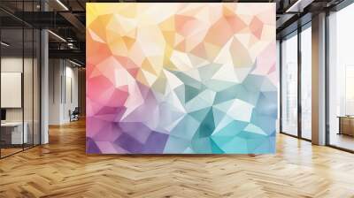 Watercolor-style polygon background in light rainbow colors (24) Wall mural